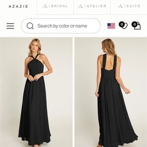 Azazie Elegant Black Backless Dress